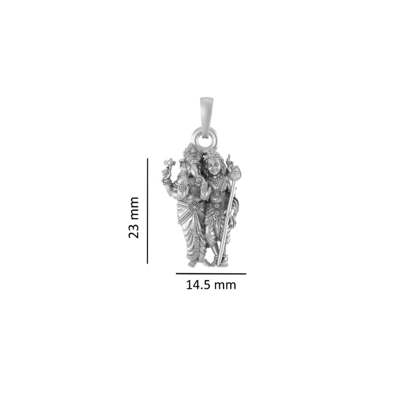 Akshat Sapphire Sterling Silver (92.5% purity) God Ganesh kartikeya Brother Chain Pendant (Pendant with Rope Chain) for Men & Women Pure Silver Lord Ganapathy Murugan Chain Locket for Good Health & Wealth