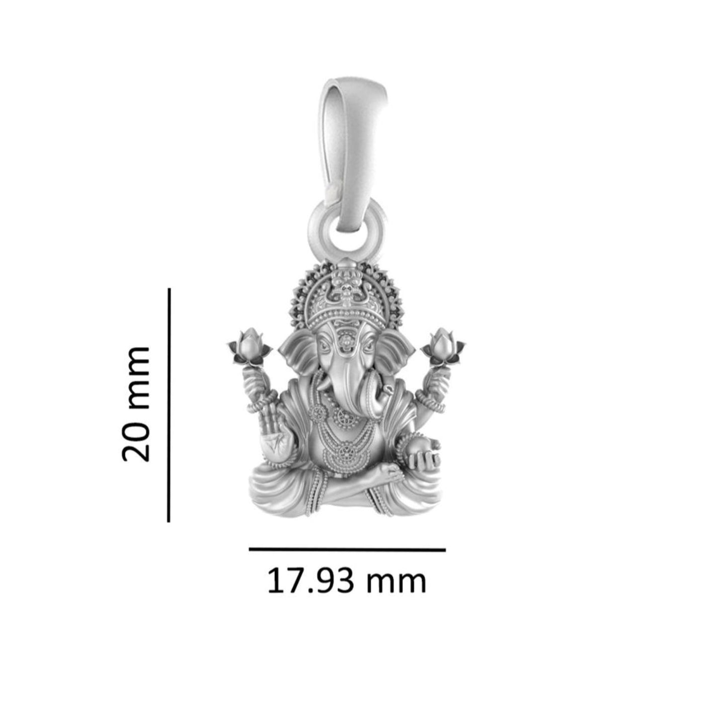 Akshat Sapphire Sterling Silver (92.5% purity) God Ganesha Chain Pendant (Pendant with Rope Chain) for Men & Women Pure Silver Lord Ganapathy Chain Locket for Good Health & Wealth