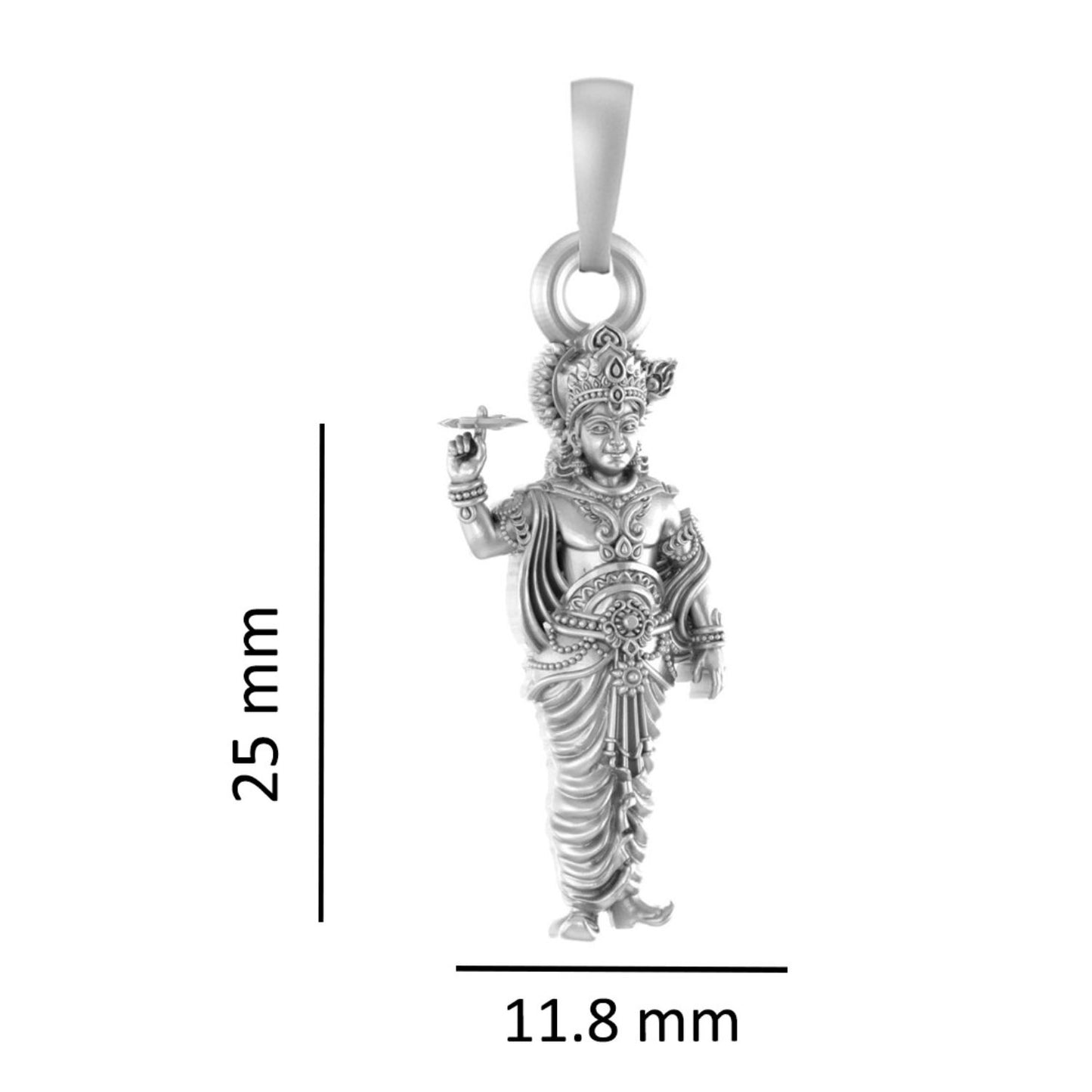 Akshat Sapphire Sterling Silver (92.5% purity) God Krishna Chain Pendant (Pendant with Rope Chain) for Men & Women Pure Silver Lord Krishna Chain Locket for Good Health & Wealth