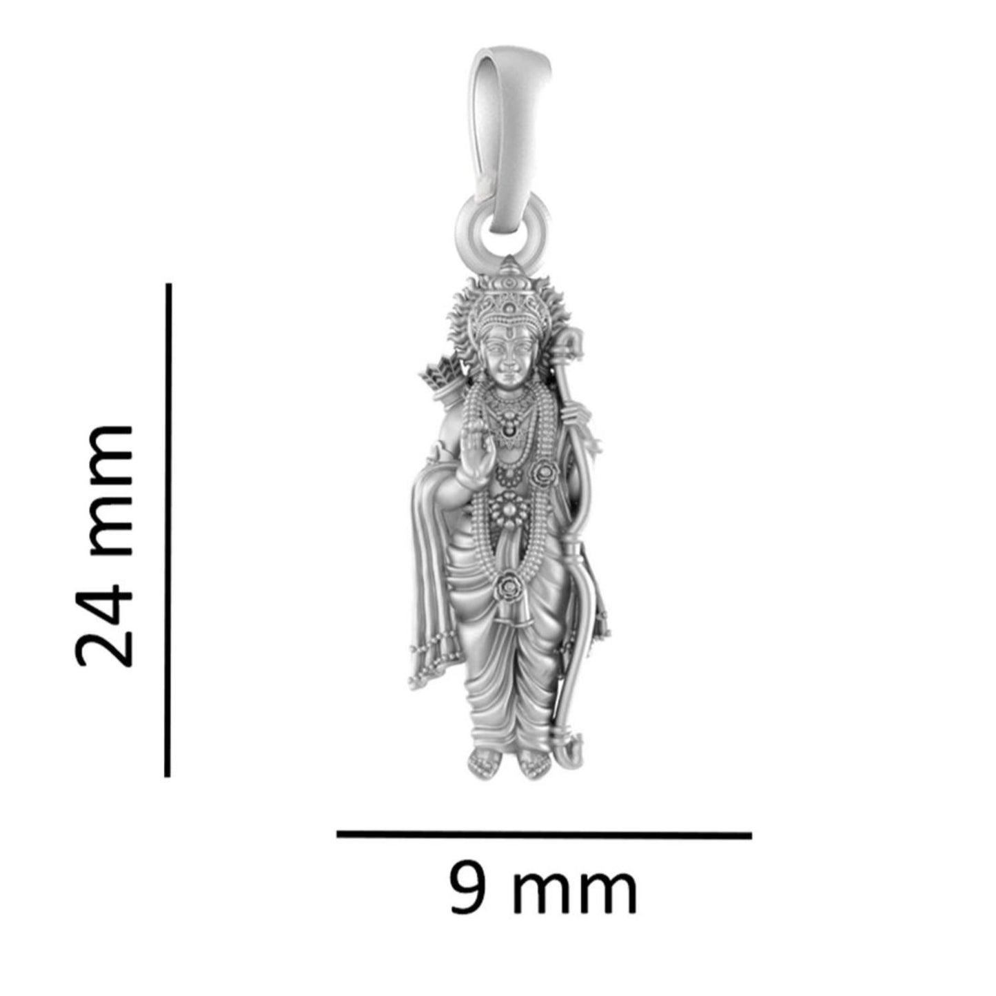 Sterling Silver (92.5% Purity) Pure Silver God Ram Ji chain Pendant (Locket with Rope Chain) for Men & Women
