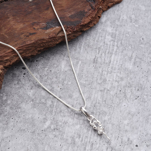 Sterling Silver (92.5% Purity) Pure Silver Stylish and Fashionable Happy Dancing girl Chain Pendant (Locket with Rope Chain) for Men & Women