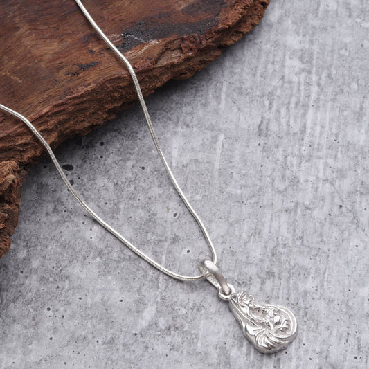 Sterling Silver (92.5% Purity) Pure Silver God Mother Mary chain Pendant (Locket with Rope Chain) for Men & Women