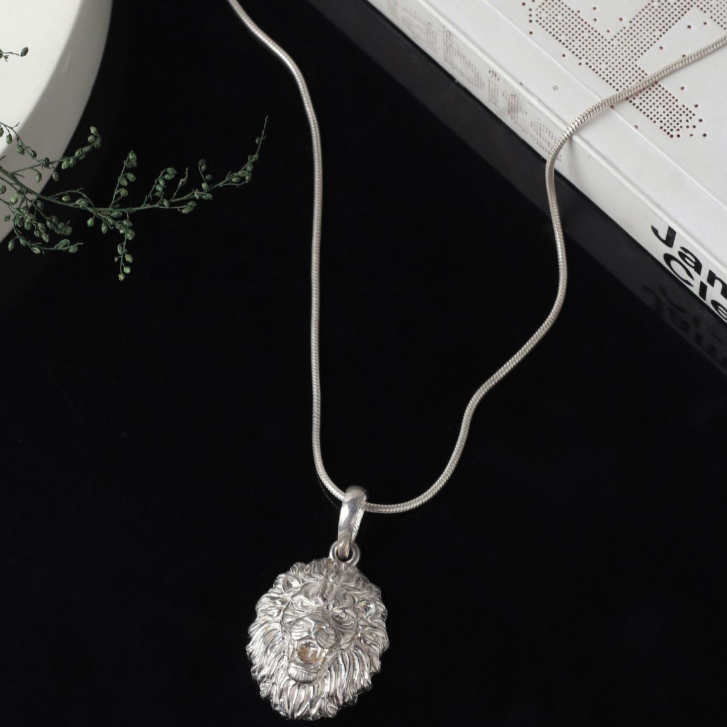 Sterling Silver (92.5% Purity) Pure Silver God Vishnu Narsimha Chain Pendant (Locket with Rope Chain) for Men & Women