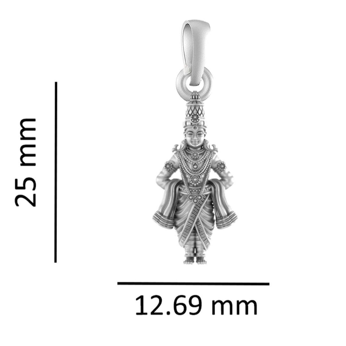Akshat Sapphire Sterling Silver (92.5% purity) God Vitthal Chain Pendant (Pendant with Rope Chain) for Men & Women Pure Silver Lord Vitthal Chain Locket for Good Health & Wealth