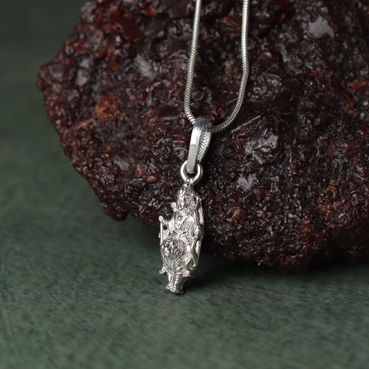 Sterling Silver (92.5% Purity) Pure Silver God Kartikeya Chain Pendant (Locket with Rope Chain) for Men & Women