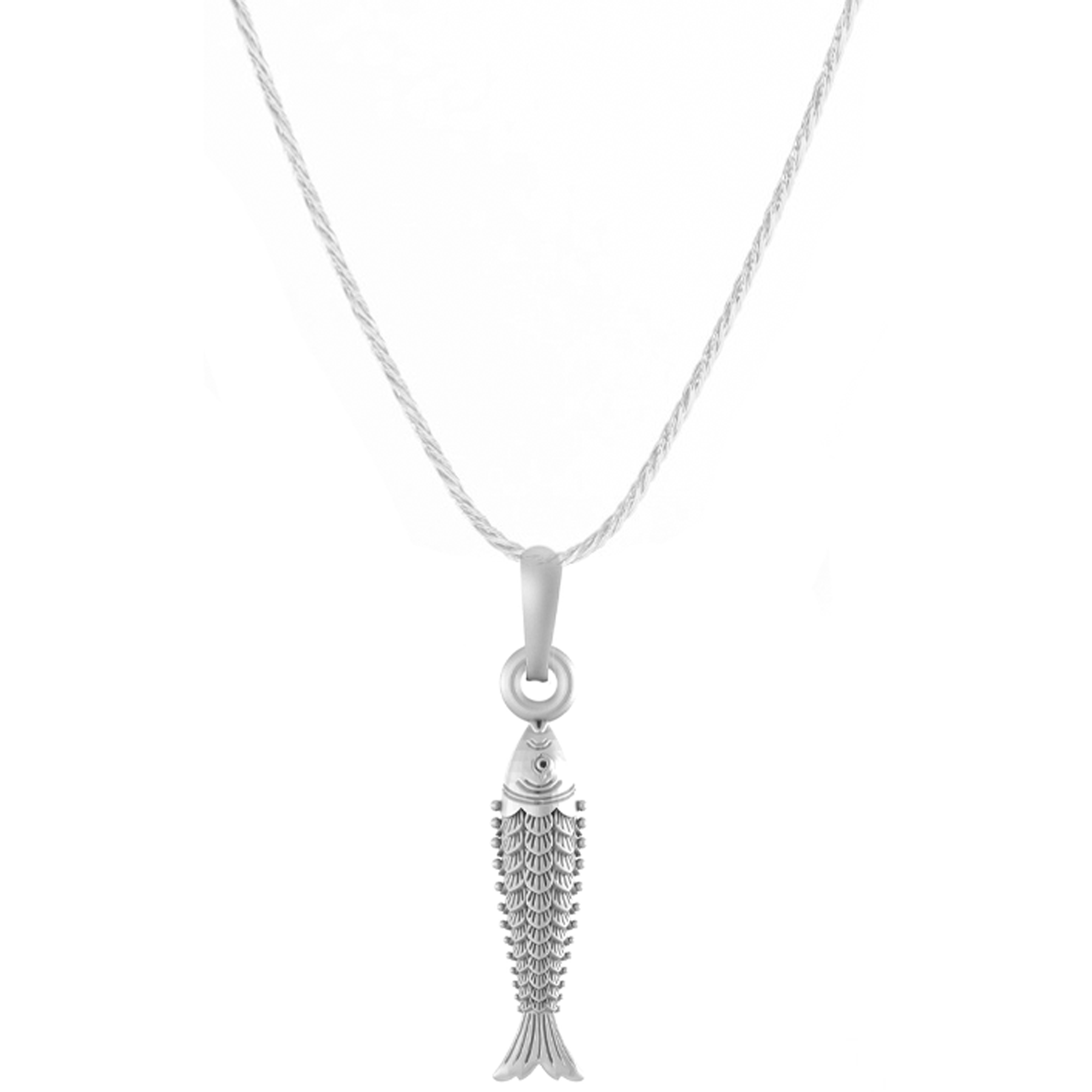 Akshat Sapphire Sterling Silver (92.5% purity) Stylish and Fashionable Fish Chain Pendant  (Pendant with Rope Chain) for Men & Women Pure Silver Fish Chain Locket for Happiness and joy