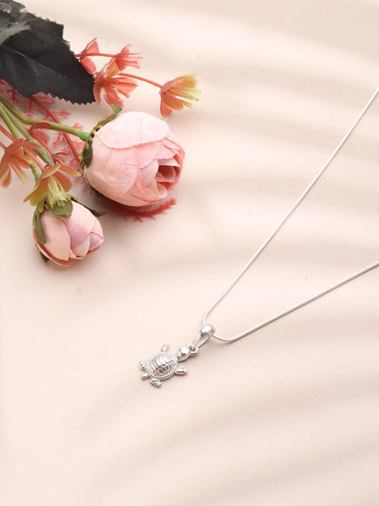 Sterling Silver 92.5 Tortoise Chain Pendant with Rope Chain 18 Inches for women by Akshat Sapphire PSR7344