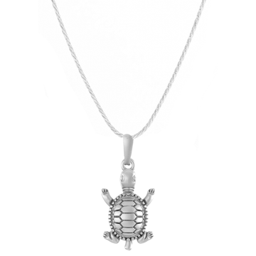 Akshat Sapphire Sterling Silver (92.5% purity) Prosperity and Piece Symbolic Tortoise Chain Pendant (Pendant with Rope Chain) for Men & Women Pure Silver Turtle Chain Locket for Piece and prosperity