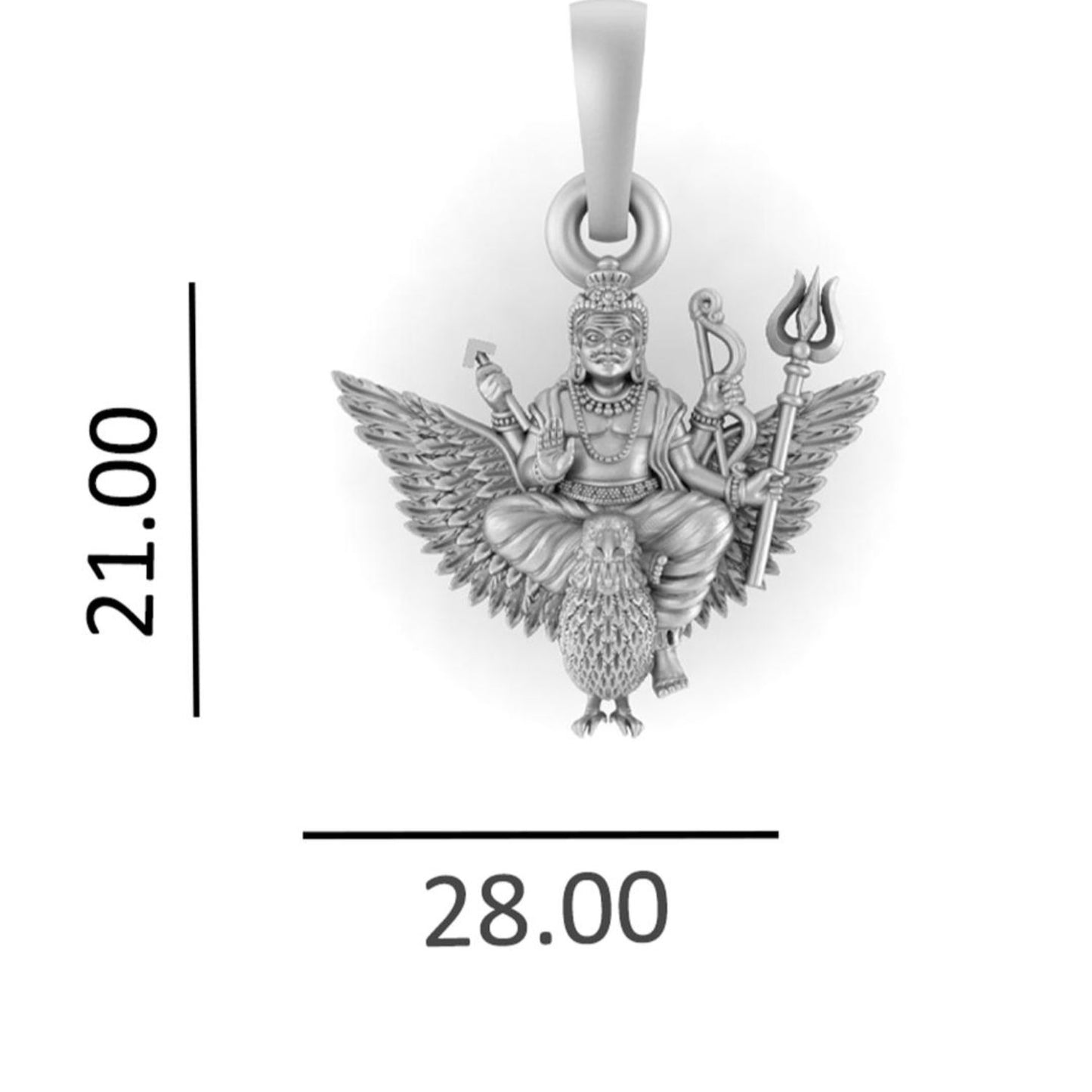 God Shani Dev Pure Silver 92.5% purity Chain pendant by Shani Dev Pendant (Pendant with Rope Chain-18 inches)