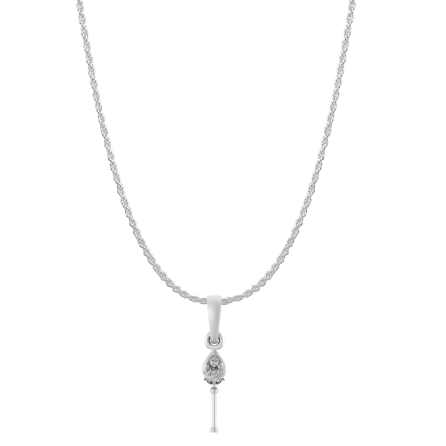 God Kartikeya Pure Silver 92.5% purity Chain pendant by Murugan Pendant (Pendant with Rope Chain-18 inches)
