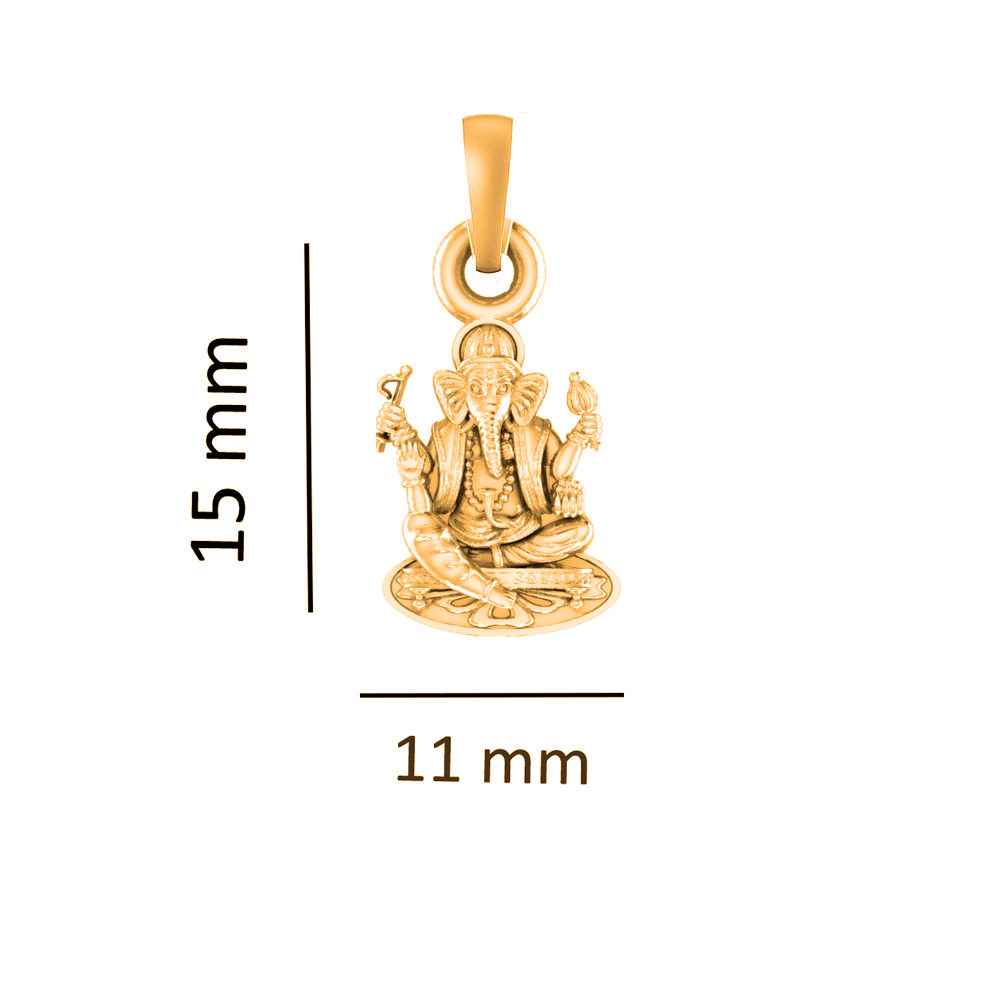 22KT Gold Plated Sterling Silver (92.5% Purity) Pure Silver God Ganesha Chain Pendant (Locket with Rope Chain) for Women