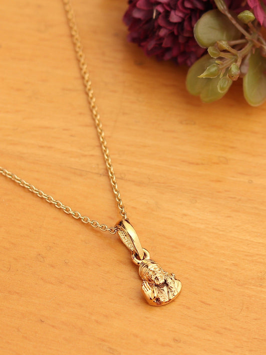 22KT Gold Plated Sterling Silver (92.5% Purity) Pure Silver God Shree Sai Baba chain Pendant (Locket with Rope Chain) for Women