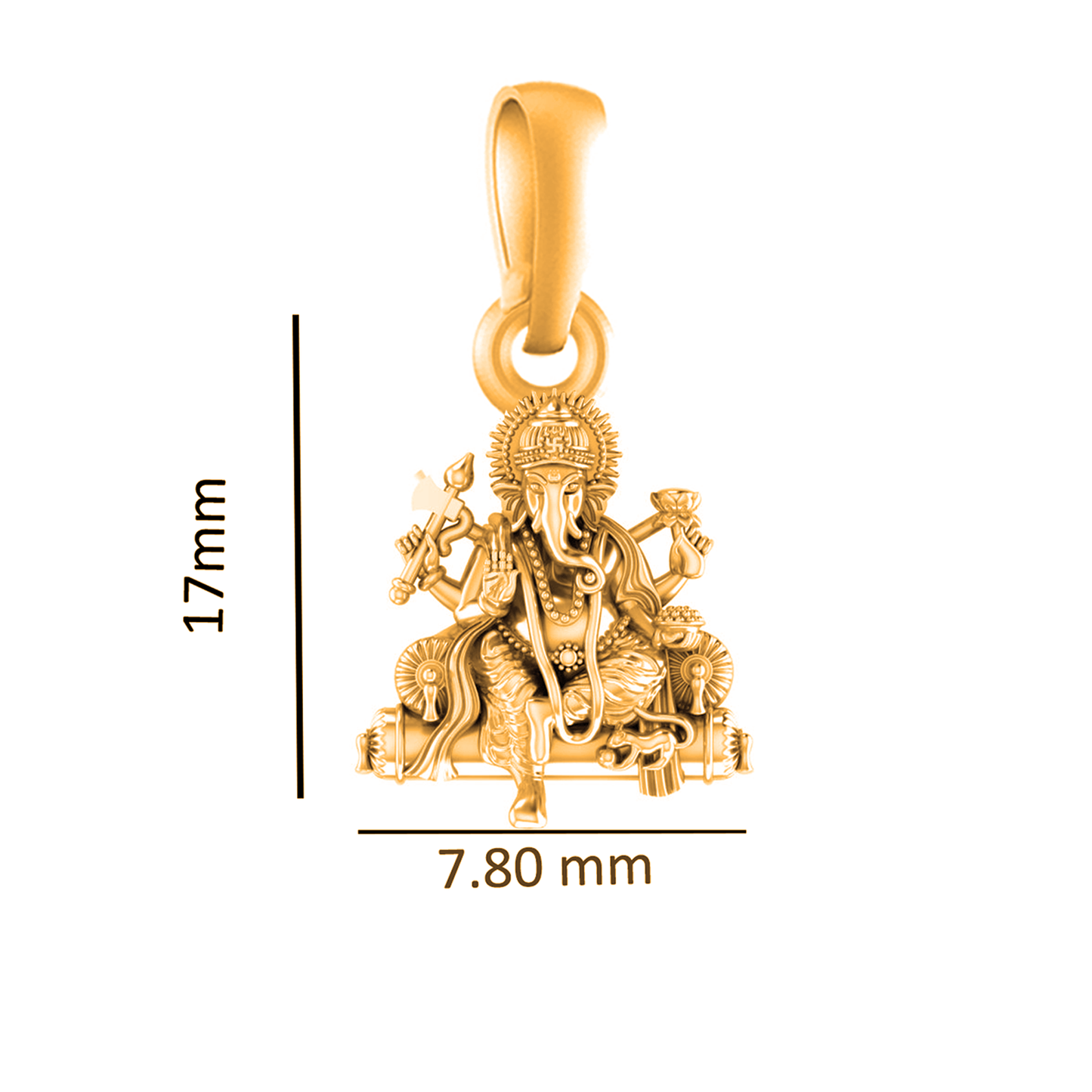 22KT Gold Plated Sterling Silver (92.5% Purity) Pure Silver God Ganesha Chain Pendant (Locket with Rope Chain) for Women