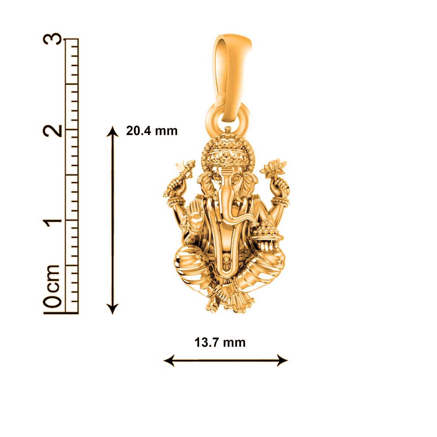 22KT Gold Plated Sterling Silver (92.5% Purity) Pure Silver God Ganesha Chain Pendant (Locket with Rope Chain) for Women