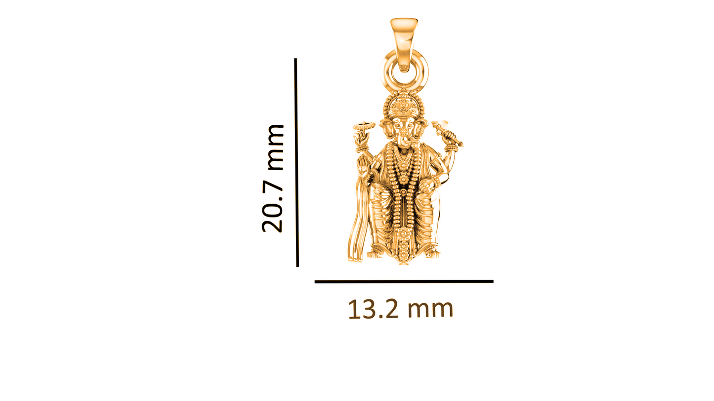 22KT Gold Plated Sterling Silver (92.5% Purity) Pure Silver God Ganesha Chain Pendant (Locket with Rope Chain) for Women