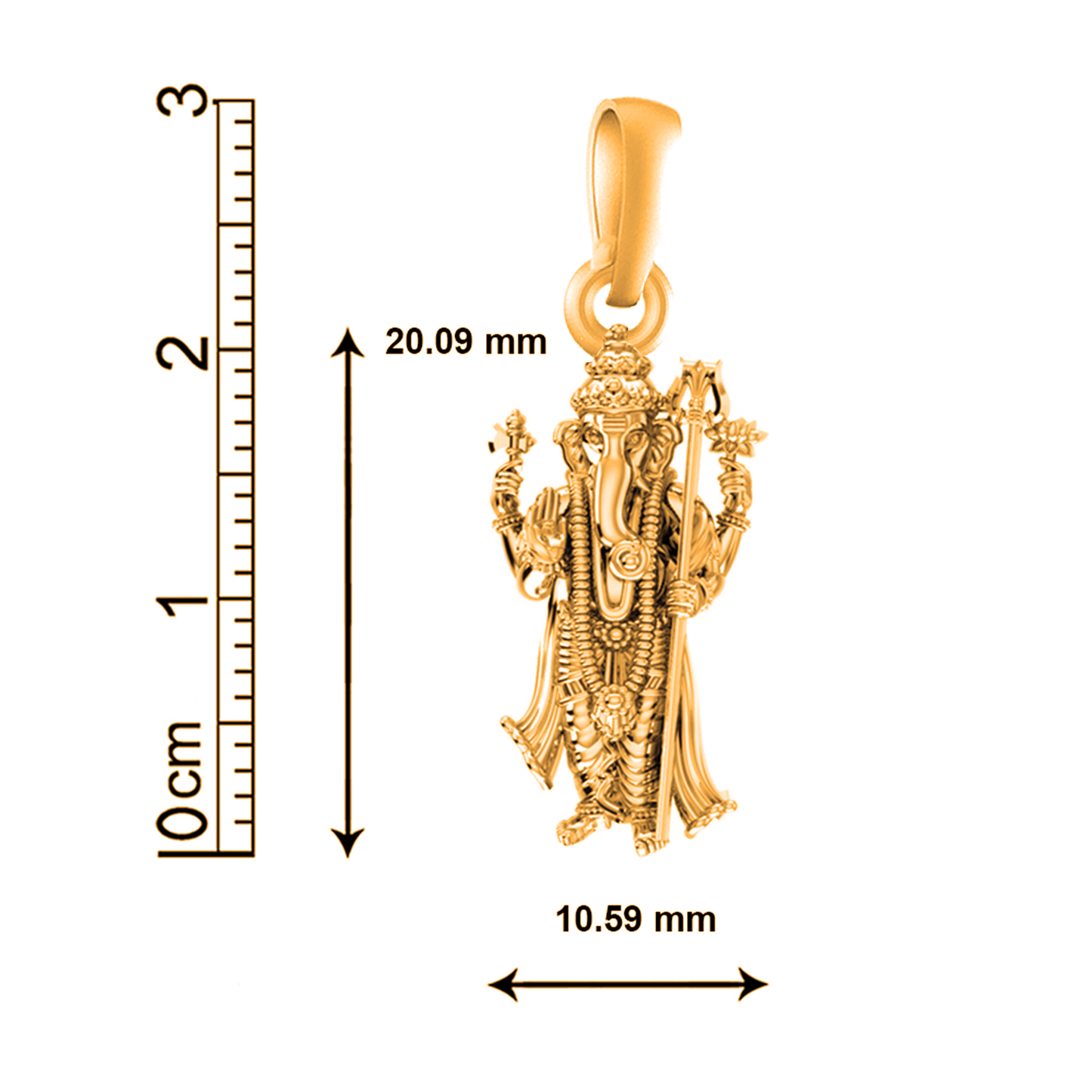 22KT Gold Plated Sterling Silver (92.5% purity) God Ganesha Chain Pendant (Locket with Rope Chain) for Women