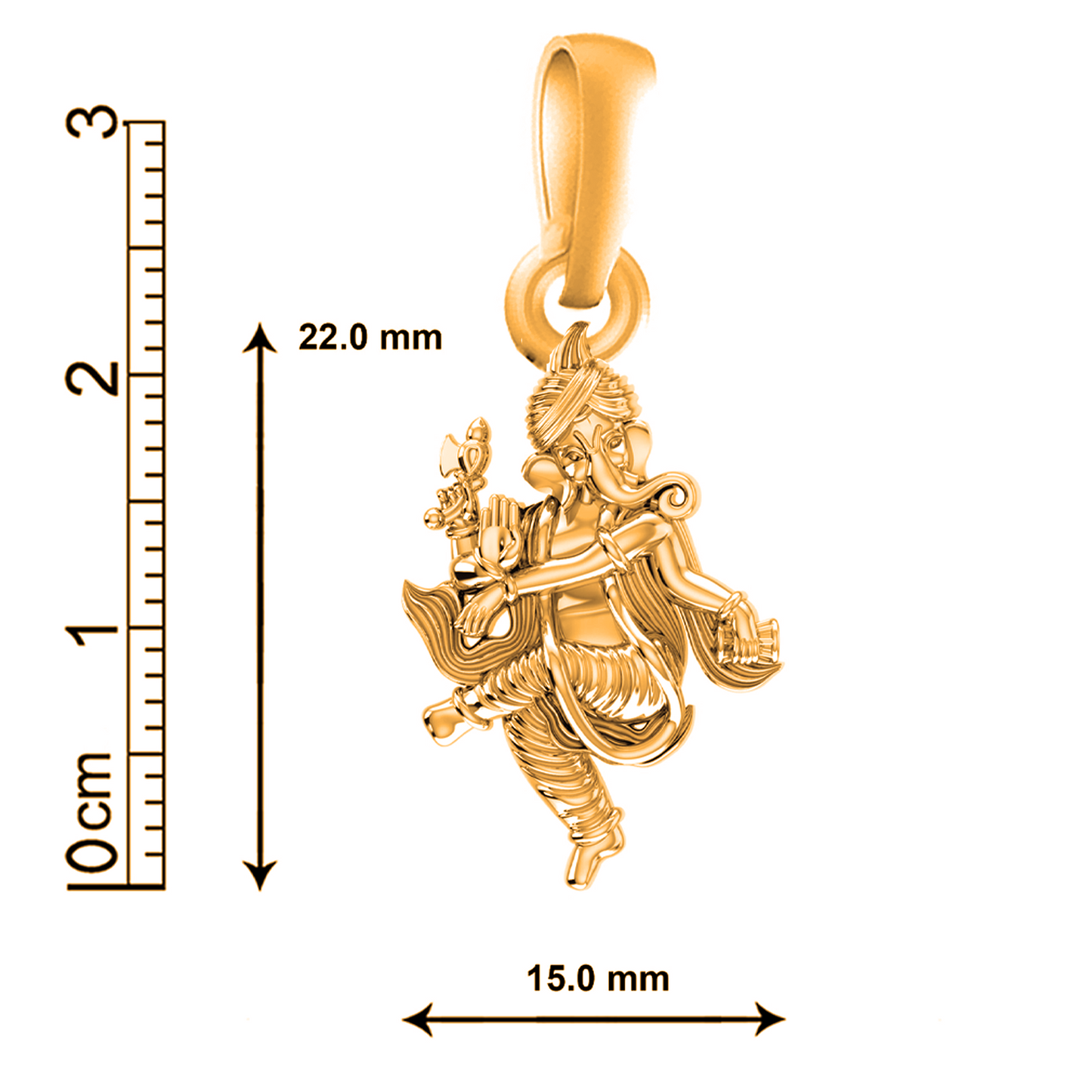 22KT Gold Plated Sterling Silver (92.5% purity) God Ganesha Chain Pendant (Locket with Rope Chain) for Women