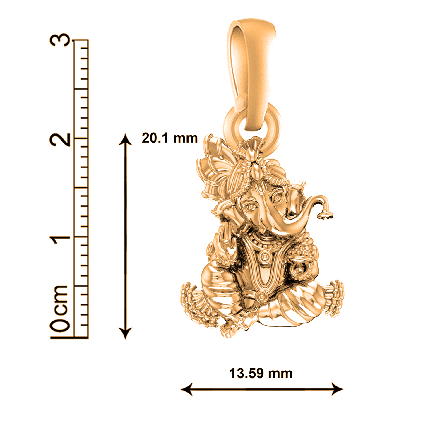 22KT Gold Plated Sterling Silver (92.5% purity) God Ganesha Chain Pendant (Locket with Rope Chain) for Women