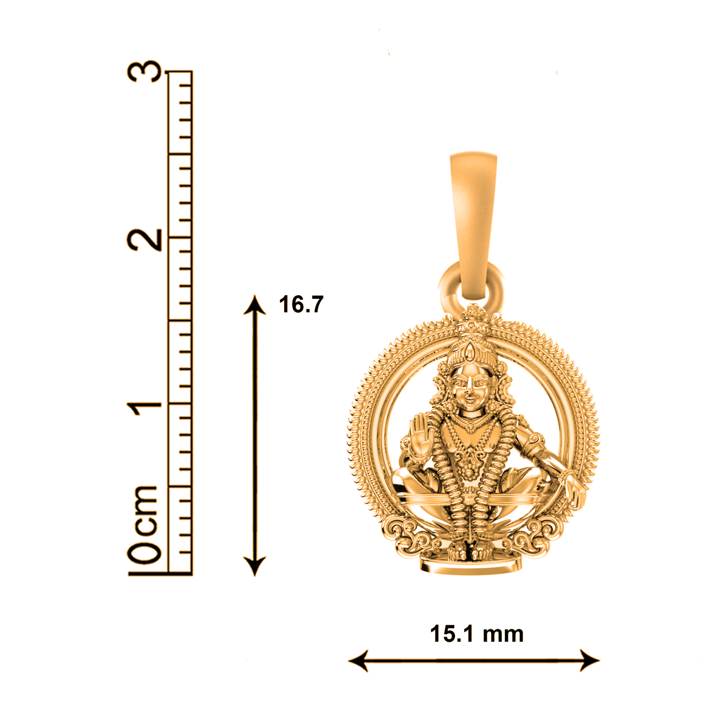 22KT Gold Plated Sterling Silver (92.5% purity) God Ayyappa Chain Pendant (Pendant with Rope Chain) for Women Pure Silver Lord Ayyappa Chain Locket