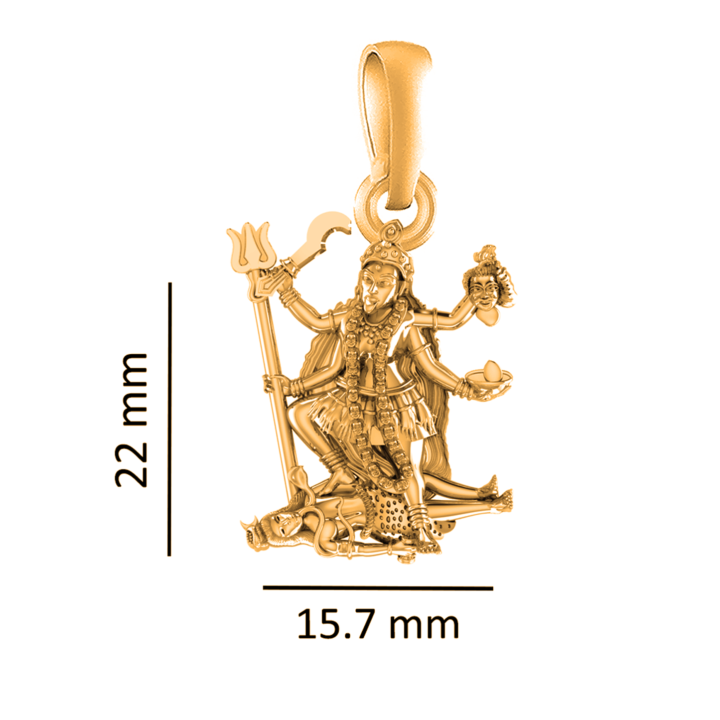 22KT Gold Plated Sterling Silver (92.5% purity) Goddees Kaali Maa Chain Pendant (Locket with Rope Chain) for Women