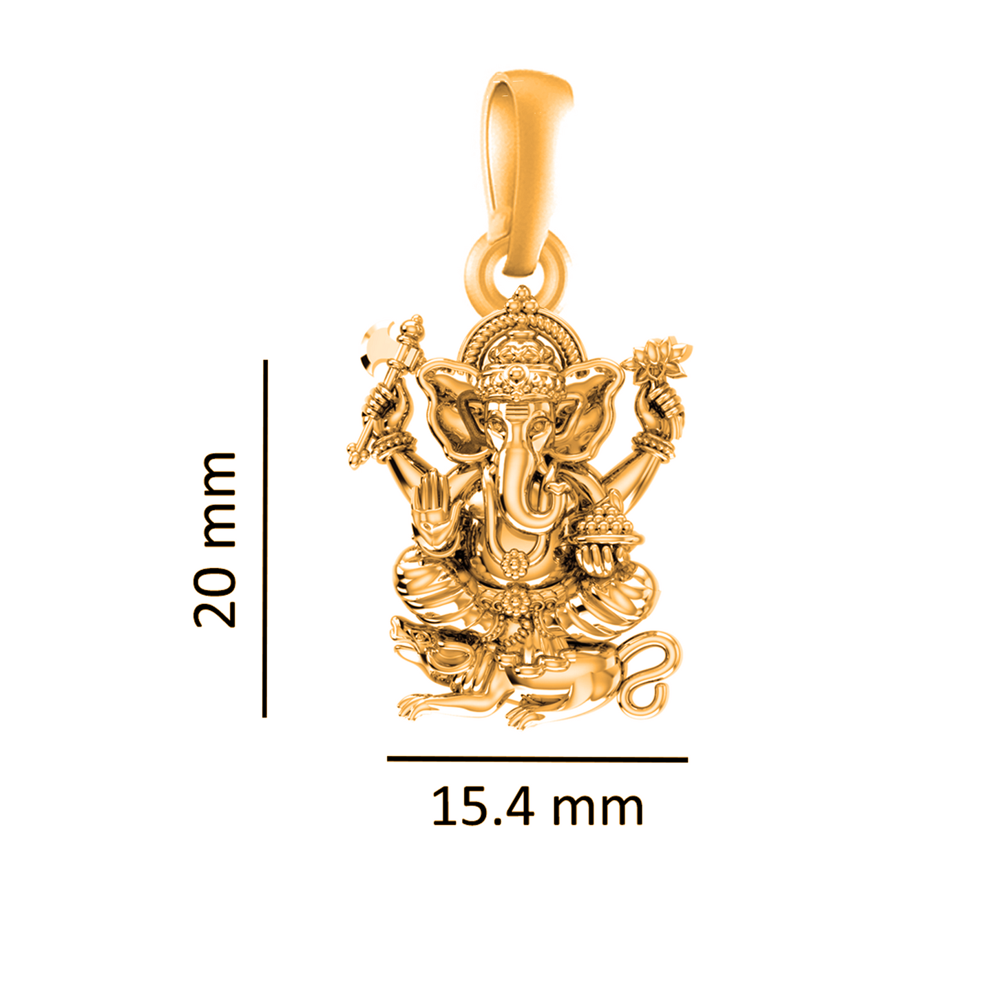 22KT Gold Plated Sterling Silver (92.5% purity) God Ganesha Chain Pendant (Locket with Rope Chain) for Women