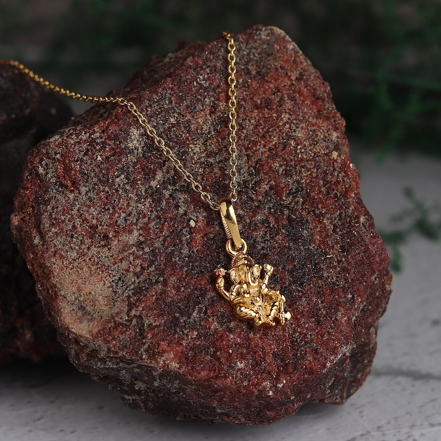22KT Gold Plated Sterling Silver (92.5% purity) God Ganesha Chain Pendant (Locket with Rope Chain) for Women