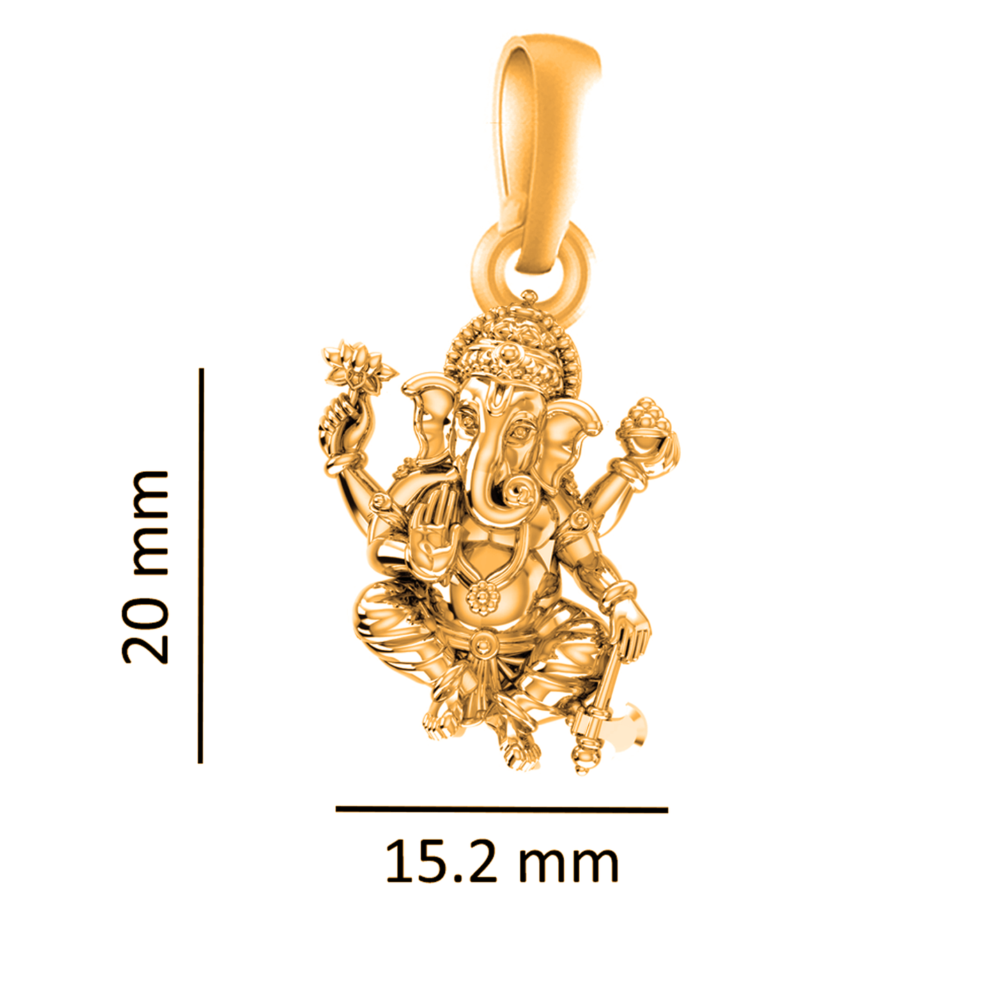 22KT Gold Plated Sterling Silver (92.5% purity) God Ganesha Chain Pendant (Locket with Rope Chain) for Women