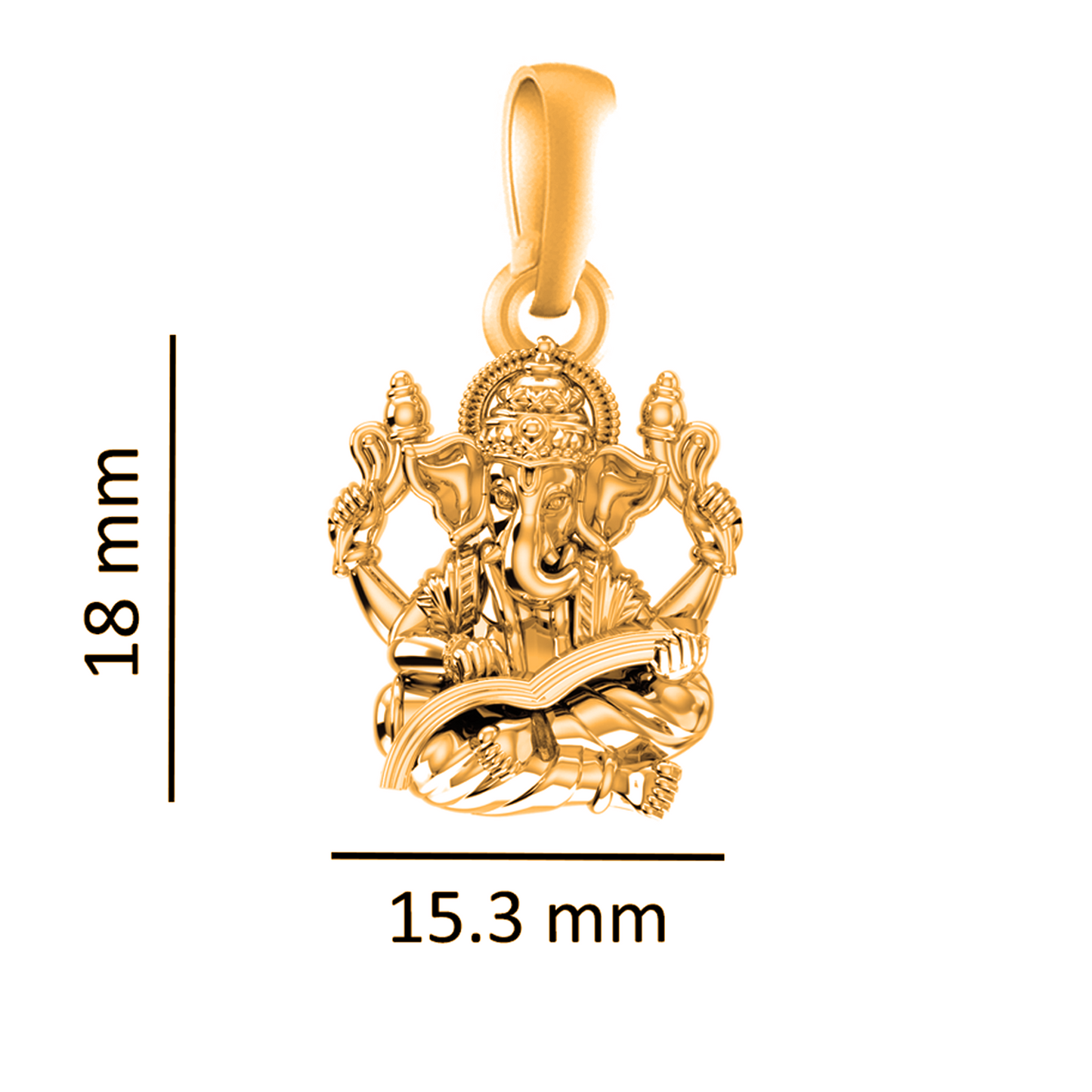 22KT Gold Plated Sterling Silver (92.5% purity) God Ganesha Chain Pendant (Locket with Rope Chain) for Women