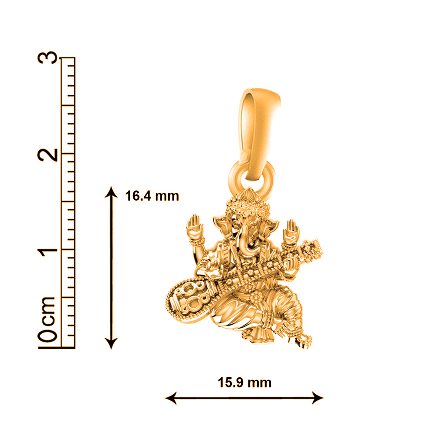 22KT Gold Plated Sterling Silver (92.5% purity) God Ganesha Chain Pendant (Locket with Rope Chain) for Women