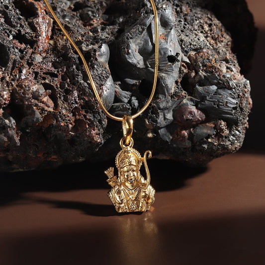 22KT Gold Plated Sterling Silver (92.5% purity) God Ram Ji chain Pendant (Locket with Rope Chain) for Women