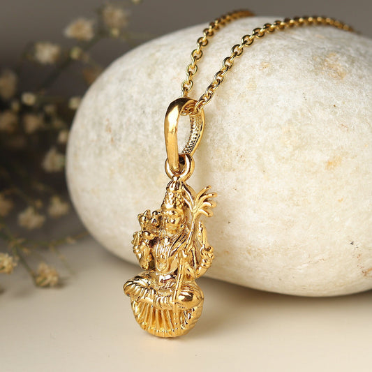 22KT Gold Plated Sterling Silver Goddess Maa Lalitha Parameswari Chain Pendant (Locket with Rope Chain) for Women