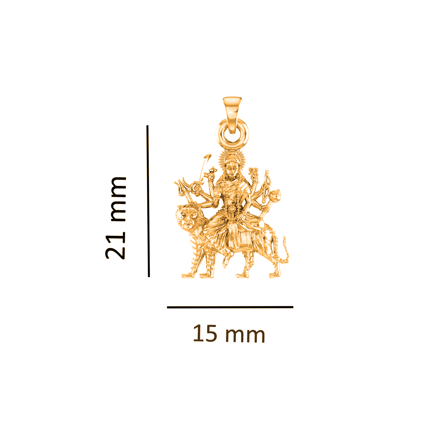 22KT Gold Plated Sterling Silver (92.5% purity) Goddess Durga Maa Chain Pendant (Locket with Rope Chain) for Women