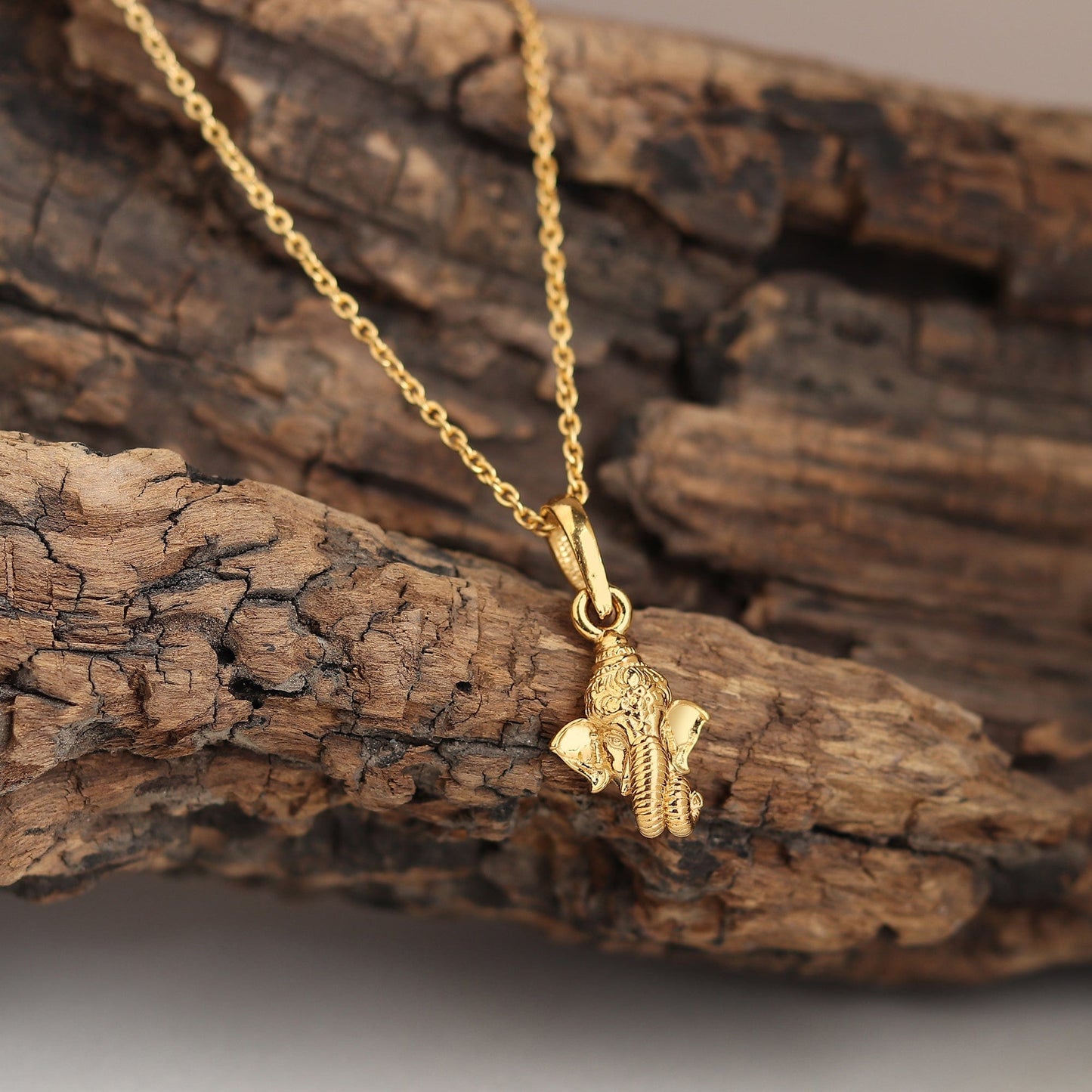 22KT Gold Plated Sterling Silver (92.5% purity) God Ganesha Chain Pendant (Locket with Rope Chain) for Women