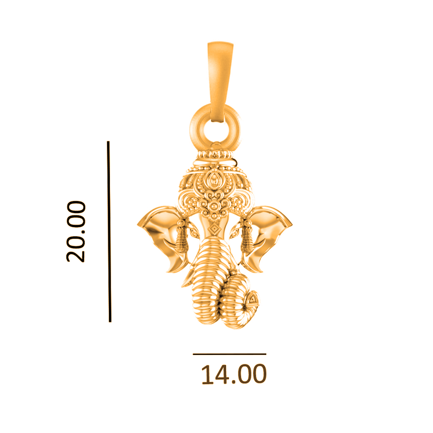 22KT Gold Plated Sterling Silver (92.5% purity) God Ganesha Chain Pendant (Locket with Rope Chain) for Women