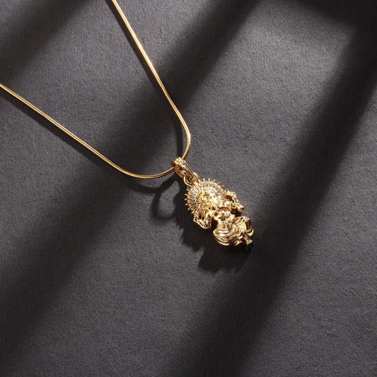 22KT Gold Plated Sterling Silver (92.5% purity) God Ganesha Chain Pendant (Locket with Rope Chain) for Women