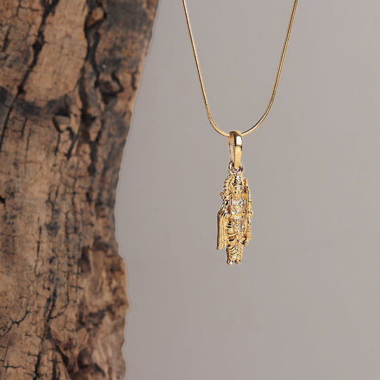 22KT Gold Plated Sterling Silver (92.5% purity) God Ram Ji chain Pendant (Locket with Rope Chain) for Women