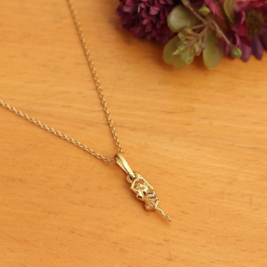 22KT Gold Plated Sterling Silver (92.5% purity) Stylish and Fashionable Happy Dancing girl Chain Pendant (Locket with Rope Chain) for Women