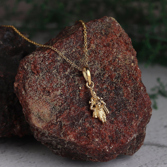 22KT Gold Plated Sterling Silver (92.5% purity) God Vitthal Chain Pendant (Locket with Rope Chain) for Women