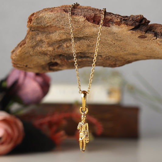 22KT Gold Plated Sterling Silver (92.5% purity) God Swaminarayan Chain Pendant (Locket with Rope Chain) for Women