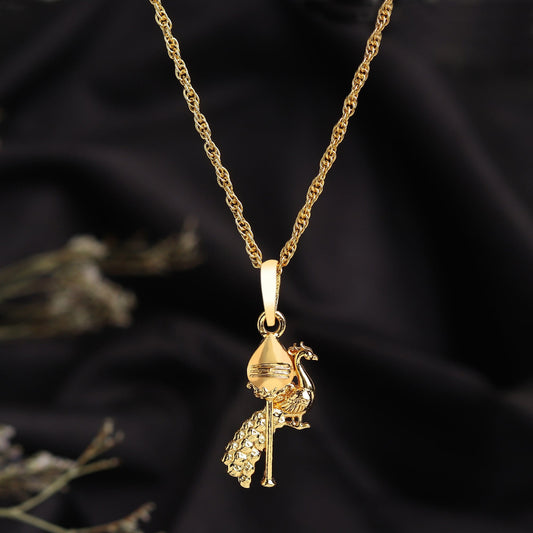 22KT Gold Plated Sterling Silver (92.5% Purity) God Kartikeya Chain Pendant (with 92.5% purity) (Locket with Rope Chain-18 inches) for Women