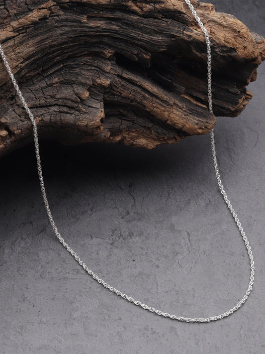 Sterling Silver J Alphabet Chain Pendant for Women Rope Chain 18 Inches by Akshat Sapphire 92.5 Silver PSR8032_J