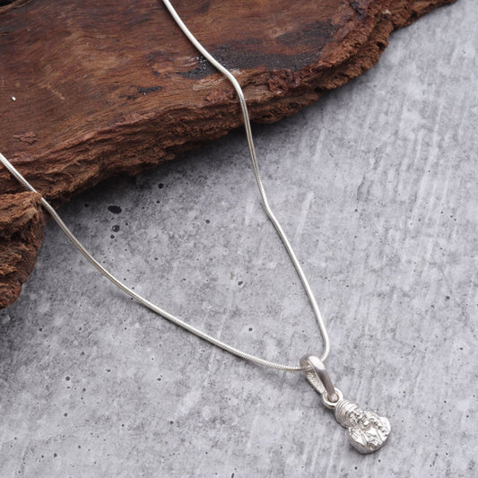 Sterling Silver (92.5% Purity) Pure Silver God Shree Sai Baba chain Pendant (Locket with Snake Chain) for Men & Women