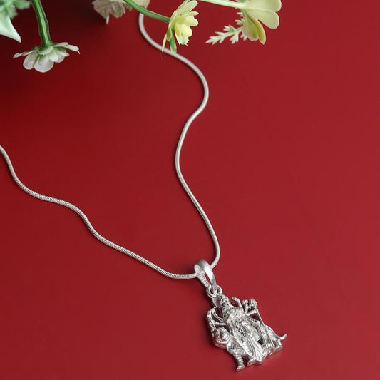 Sterling Silver 92.5 Goddess Durga Maa Chain Pendant with snake Chain 18 Inches for women by Akshat Sapphire PSS7104