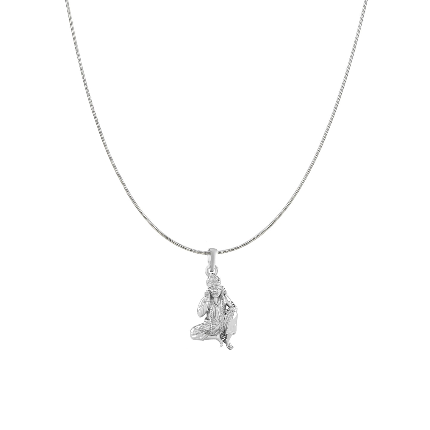 AKSHAT SAPPHIRE Sterling Silver (Silver with 92.5% purity) God Shree Sai Baba chain Pendant (Pendant with Snake Chain) for Men & Women Pure Sterling Silver Lord Sai Baba chain Locket For Good Wealth & Health