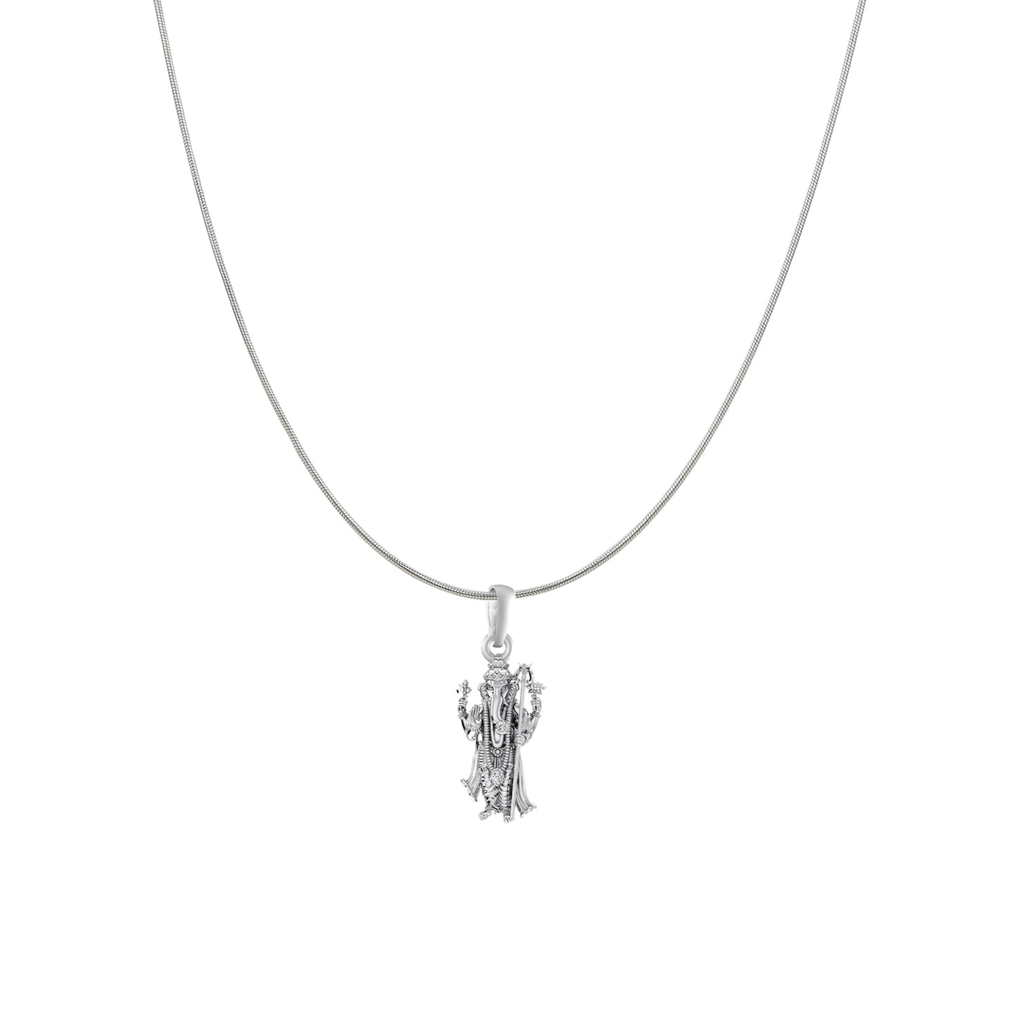 Akshat Sapphire Sterling Silver (92.5% purity) God Ganesha Chain Pendant (Pendant with Snake Chain) for Men & Women Pure Silver Lord Ganapathy Chain Locket for Good Health & Wealth