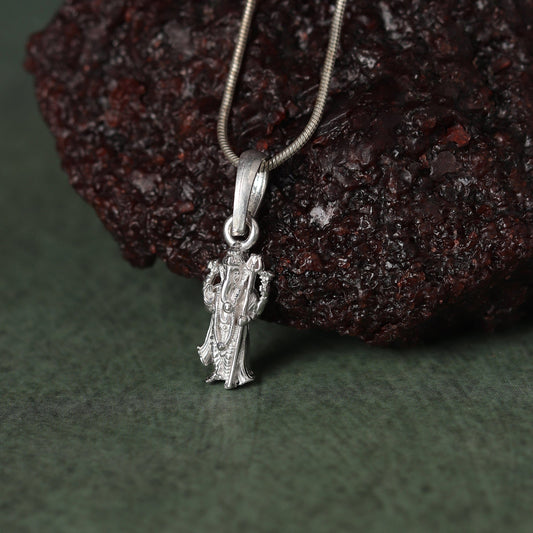 Sterling Silver 92.5 God Ganesh Chain Pendant with snake Chain 18 Inches for women by Akshat Sapphire PSS7128