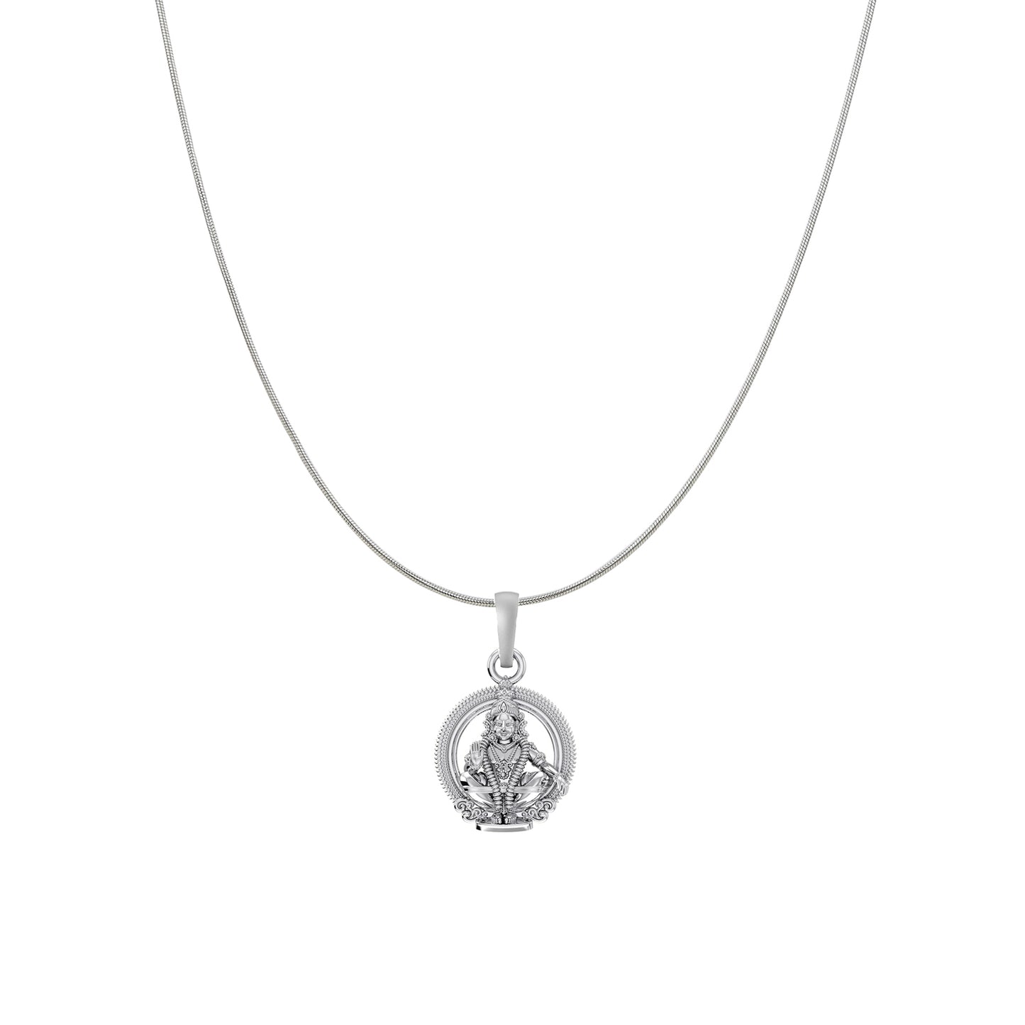 Akshat Sapphire Sterling Silver (92.5% purity) God Ayyappa Chain Pendant (Pendant with Snake Chain) for Men & Women Pure Silver Lord Ayyappa Chain Locket