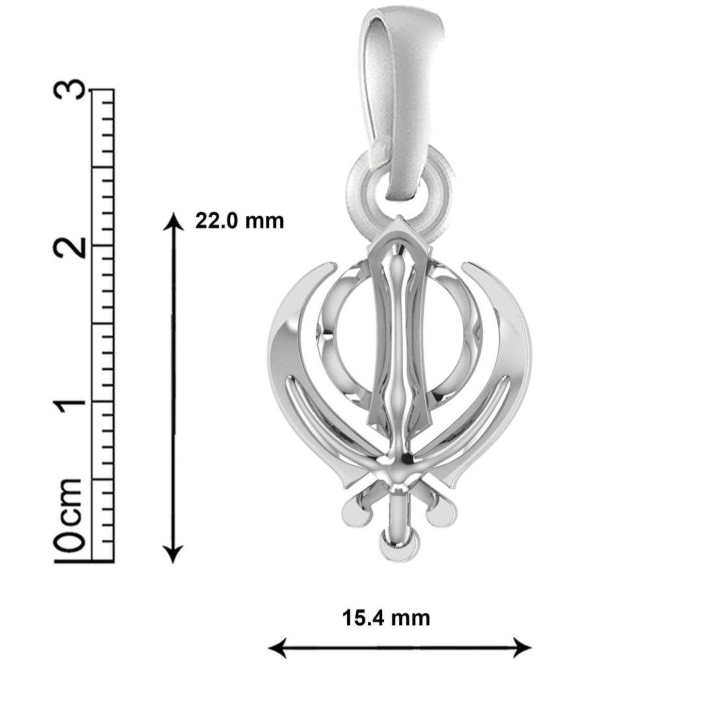 Sterling Silver (92.5% Purity) Pure Silver Sikh Khanda Symbol chain Pendant (Locket with Snake Chain) for Men and Women