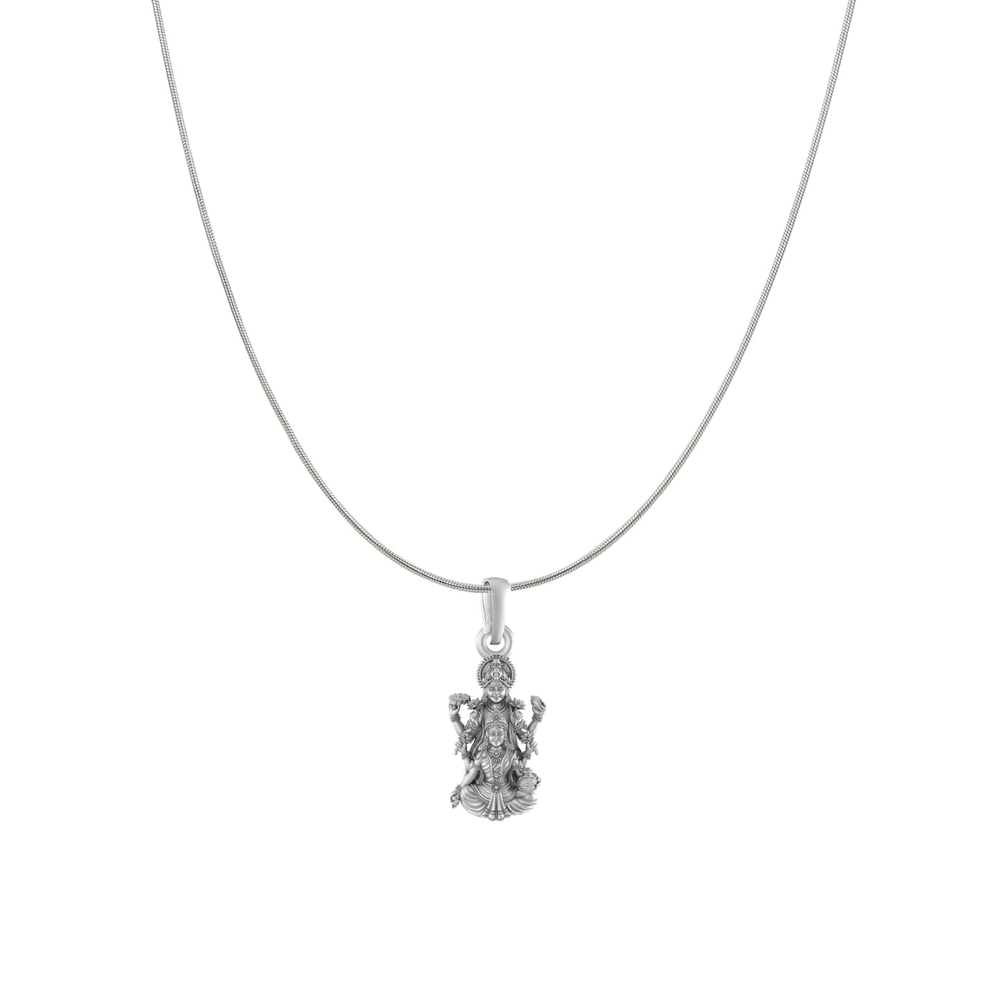 Akshat Sapphire Sterling Silver (92.5% purity) God Vishnu Laxmi Chain Pendant (Pendant with Snake Chain) for Men & Women Pure Silver Lord Vishnu Lakshmi Chain Locket for Good Health & Wealth