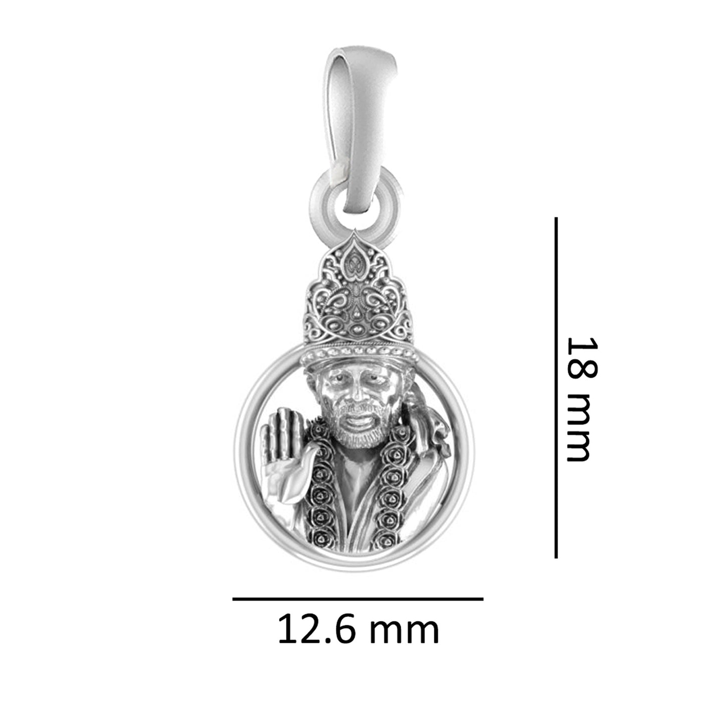 AKSHAT SAPPHIRE Sterling Silver (Silver with 92.5% purity) God Shree Sai Baba chain Pendant (Pendant with Snake Chain) for Men & Women Pure Sterling Silver Lord Sai Baba chain Locket For Good Wealth & Health